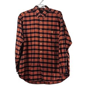 Lauren Ralph Lauren Mens Sz XL Orange Plaid Logo Button Down Long Sleeve Shirt